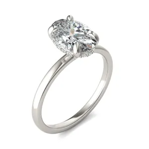 Oval Custom Hidden Halo Classic Engagement Ring image, 